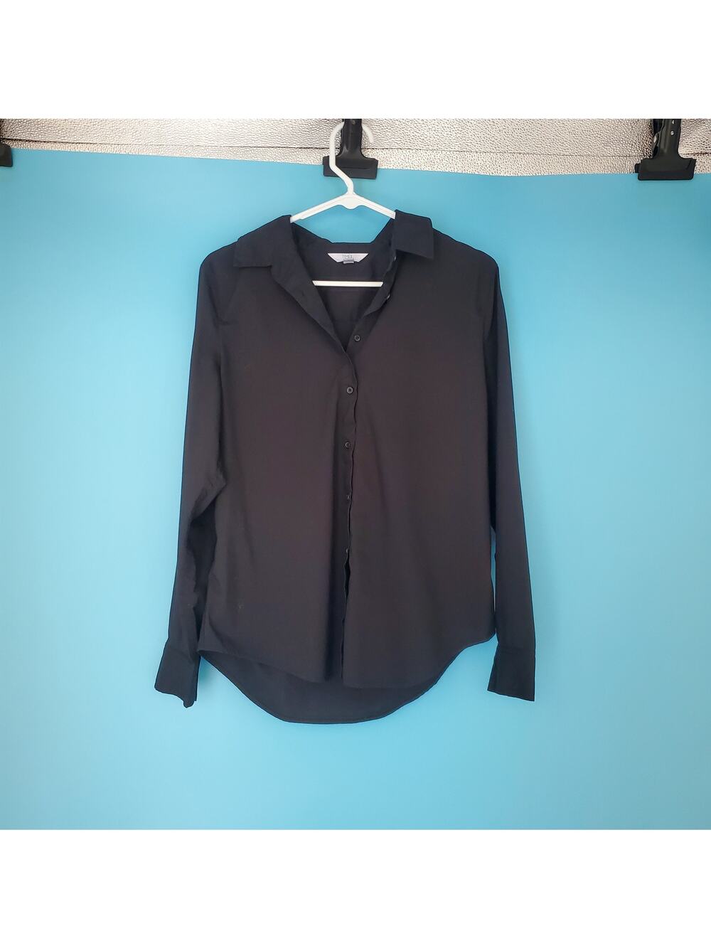 Time And Tru Button Down Size Medium (8-10) Black Long Sleeve